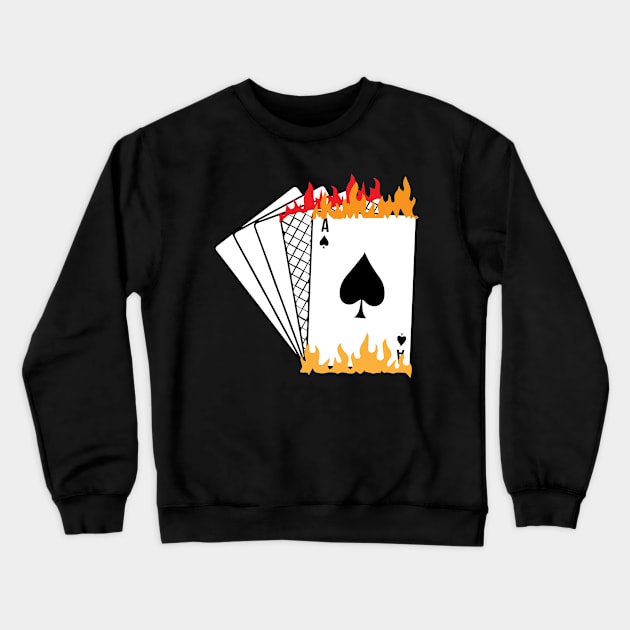 Poker card game Skat poker evening flames diamond cards Crewneck Sweatshirt by SpruchBastler